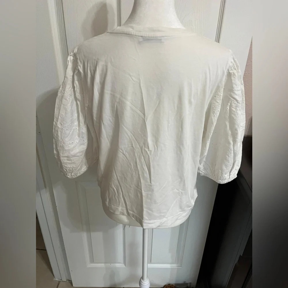 (N) Zara White Puff Sleeve Top